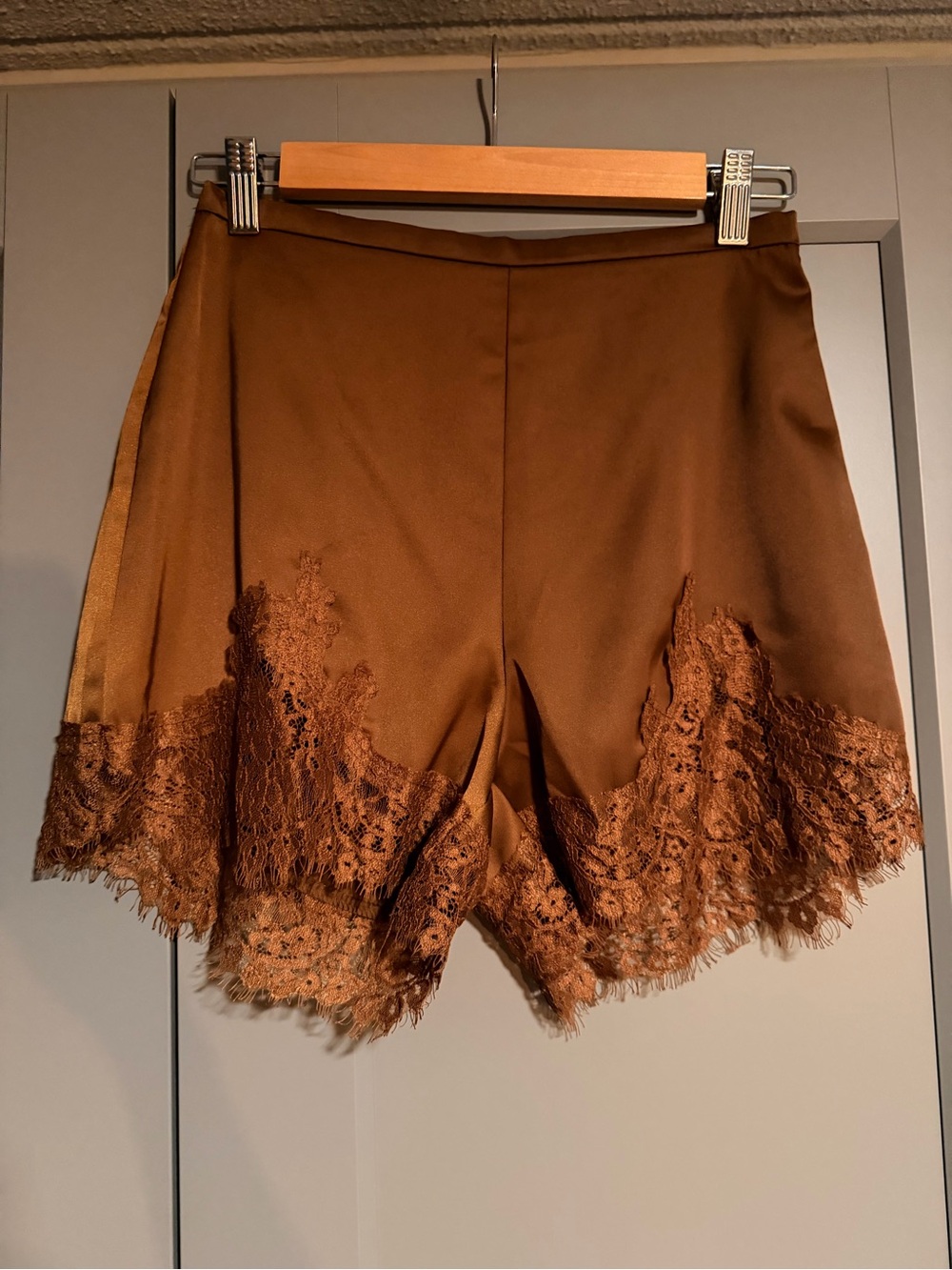 Brown Lace-Trim Women's Shorts
